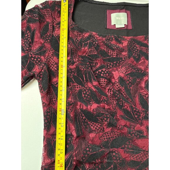 Maeve ANTHROPOLOGIE Women’s Elorn Burgundy Black Lace Ruched Dress Size 6 Goth - Picture 13 of 15